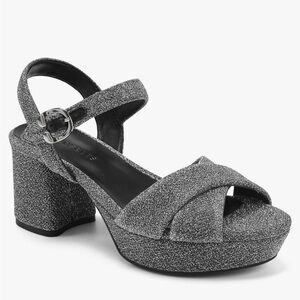 Aerosoles Cosmos Heeled Platform Sandals in Metallic Silver